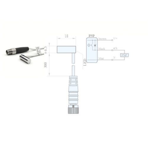 Indukčný spínač M6,SN=3mm,zapust,kábel